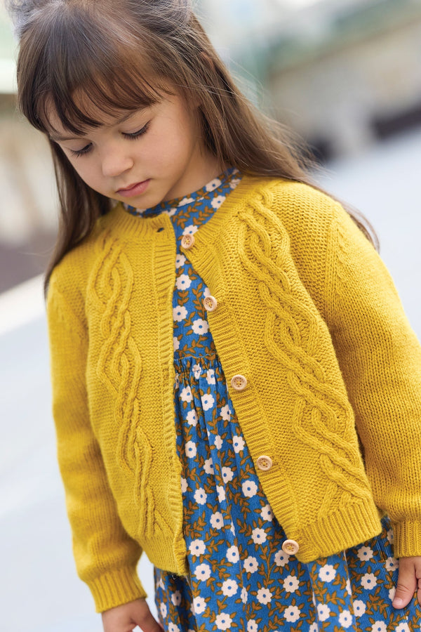 Cardigan - Bernard En Tricot Torsadé Jaune
