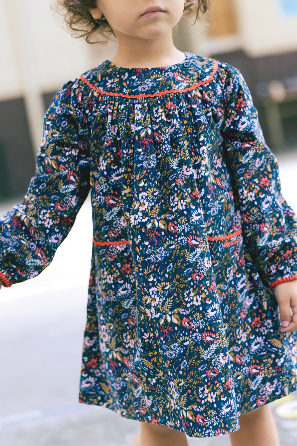 Robe - Dada Marine Fleuri En Velours