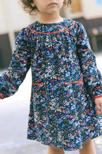Robe - Dada Marine Fleuri En Velours