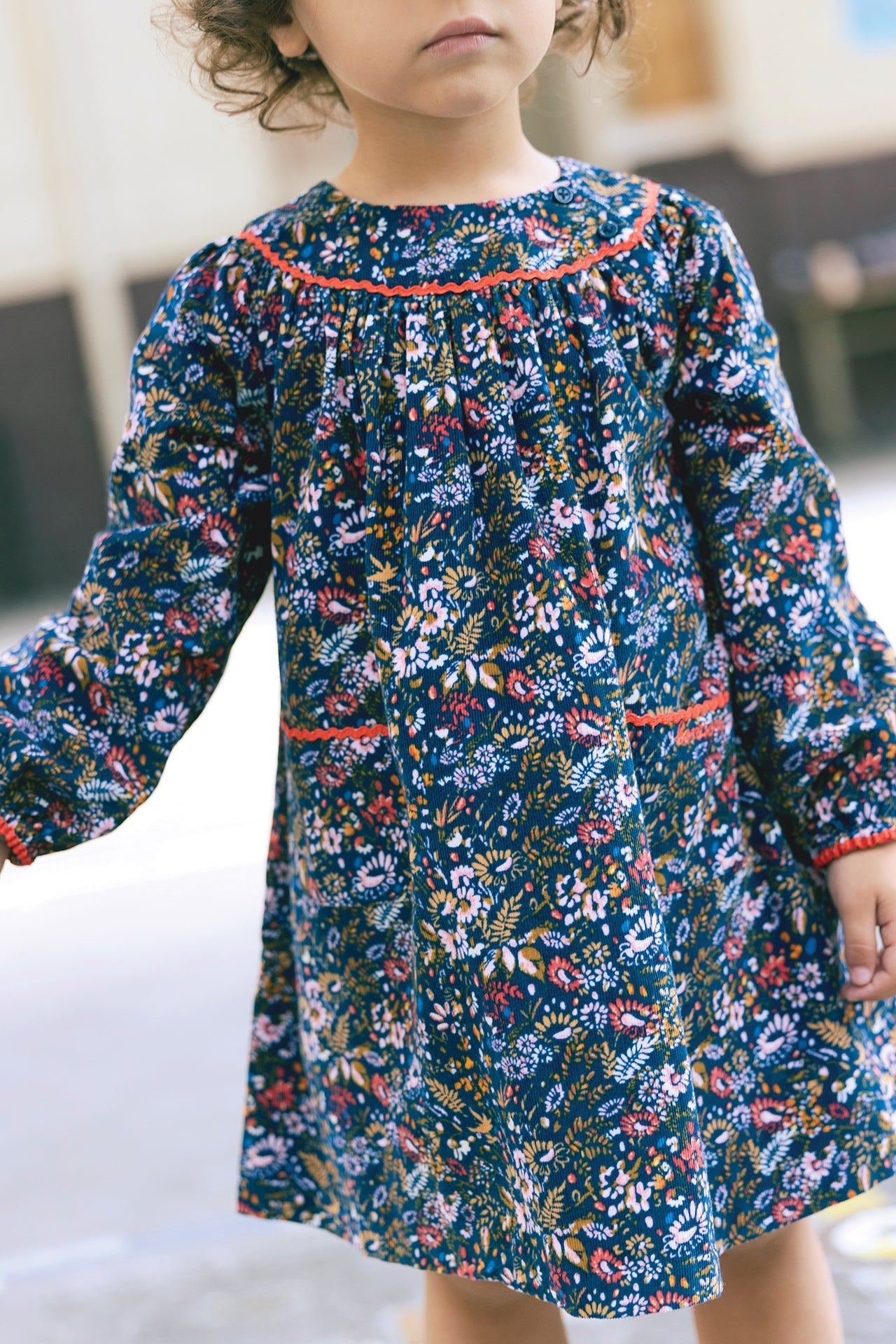 Robe - Dada Marine Fleuri En Velours