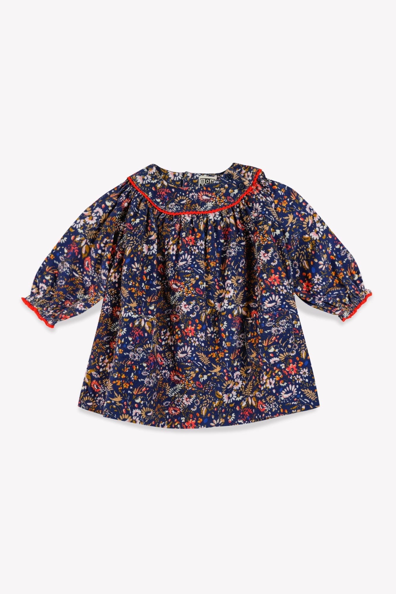 Robe - Dada Marine Fleuri En Velours