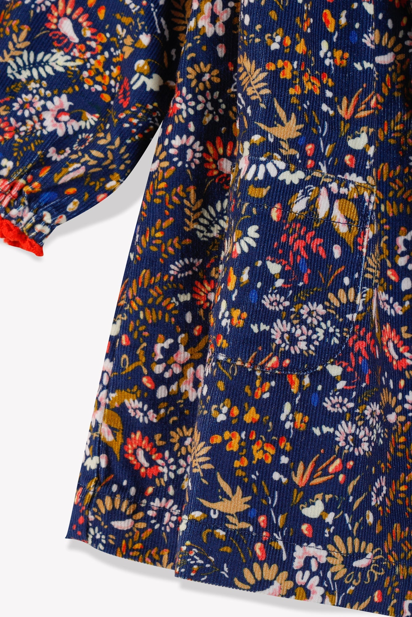 Robe - Dada Marine Fleuri En Velours