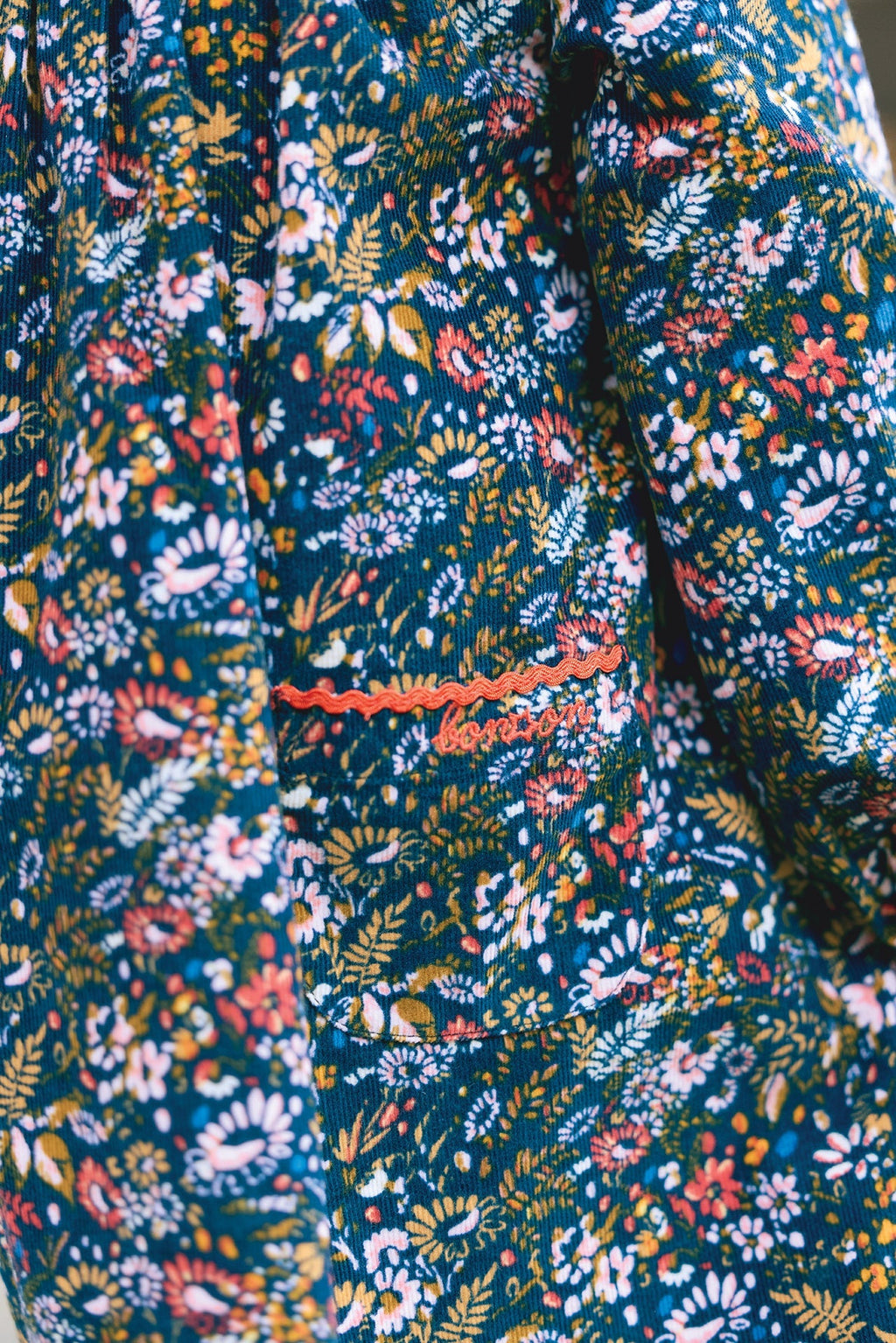 Robe - Dada Marine Fleuri En Velours
