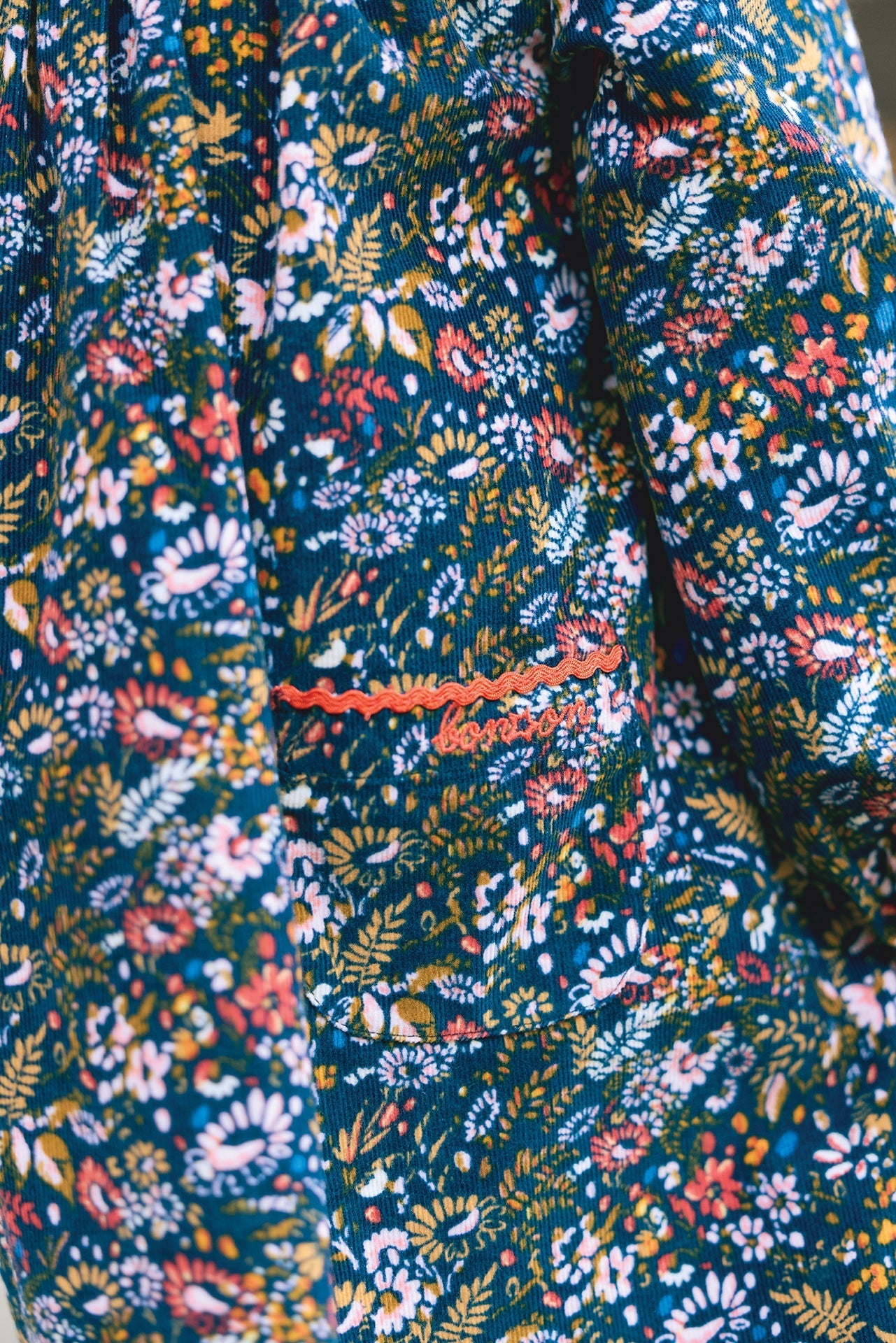 Robe - Dada Marine Fleuri En Velours