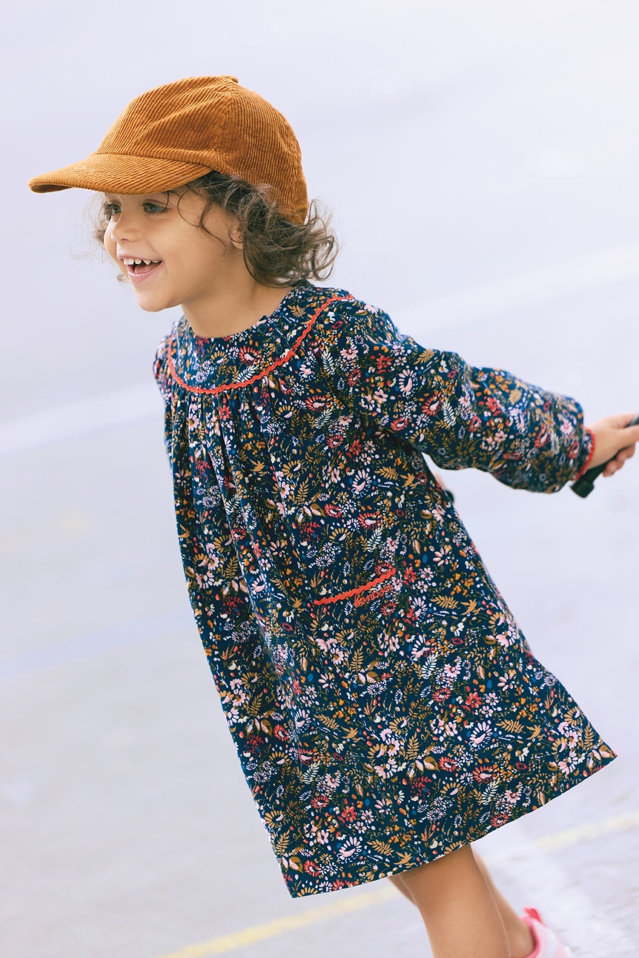 Robe - Dada Marine Fleuri En Velours