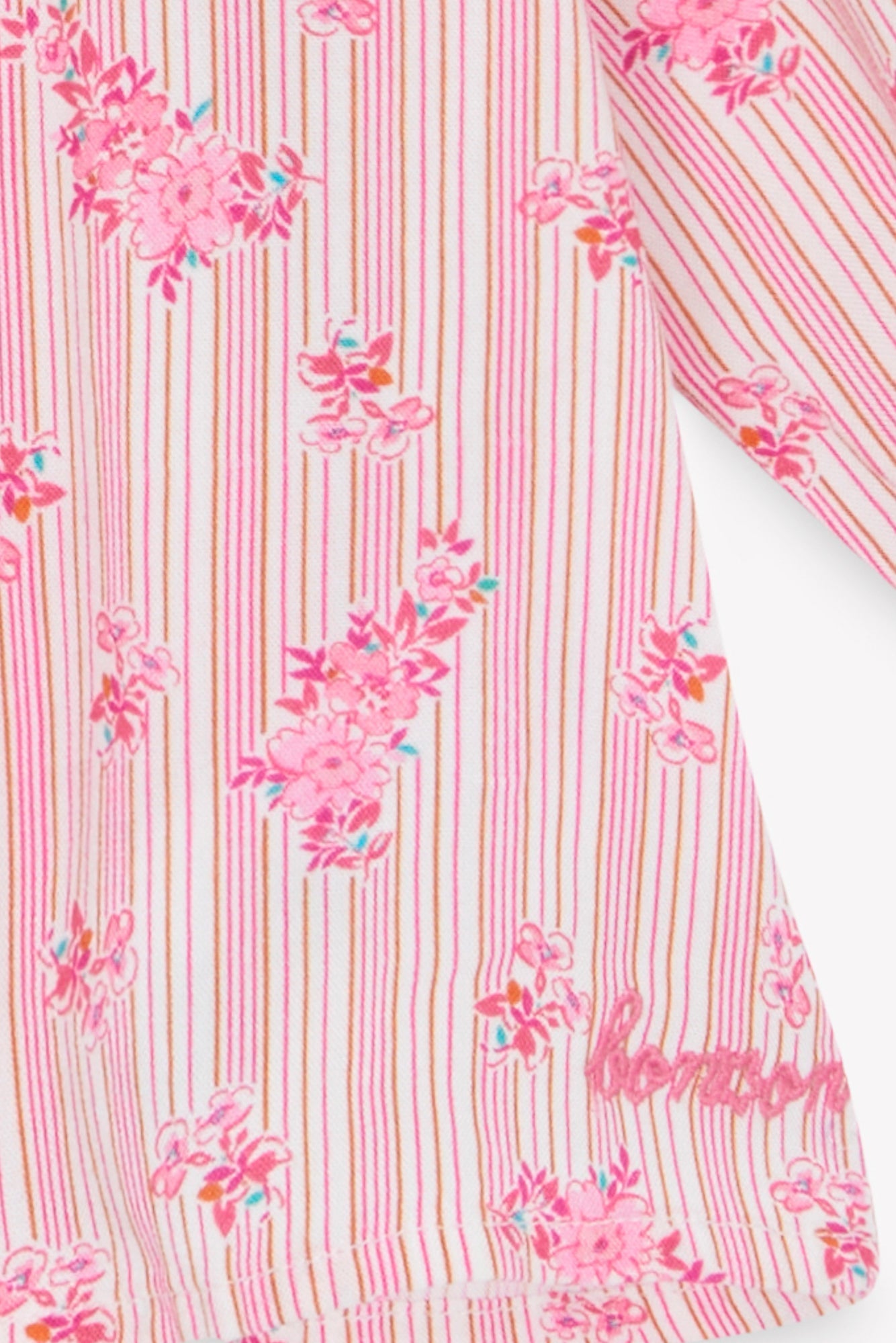 Blouse - Reina Rose Clair Rayé Fleuri