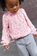 Blouse - Reina Rose Clair Rayé Fleuri