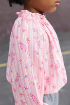 Blouse - Reina Rose Clair Rayé Fleuri