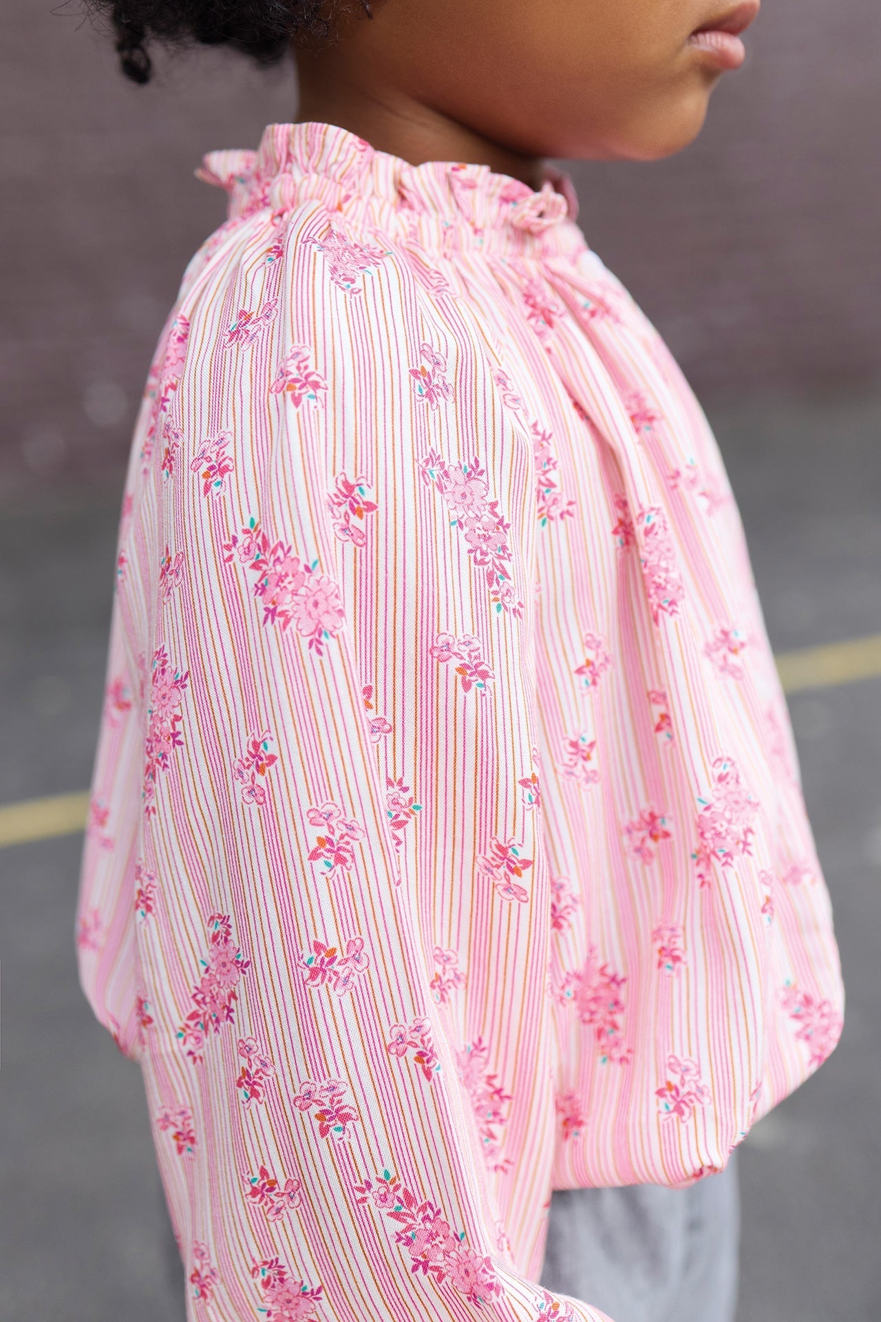 Blouse - Reina Rose Clair Rayé Fleuri