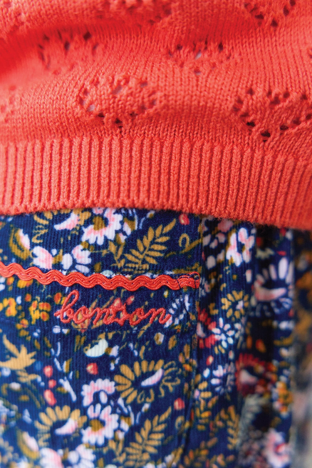 Pantalon - Biscotte En Velours Imprimé "October Flower"