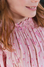 Blouse - Ficelle Rose Clair Rayé Et Fleuri