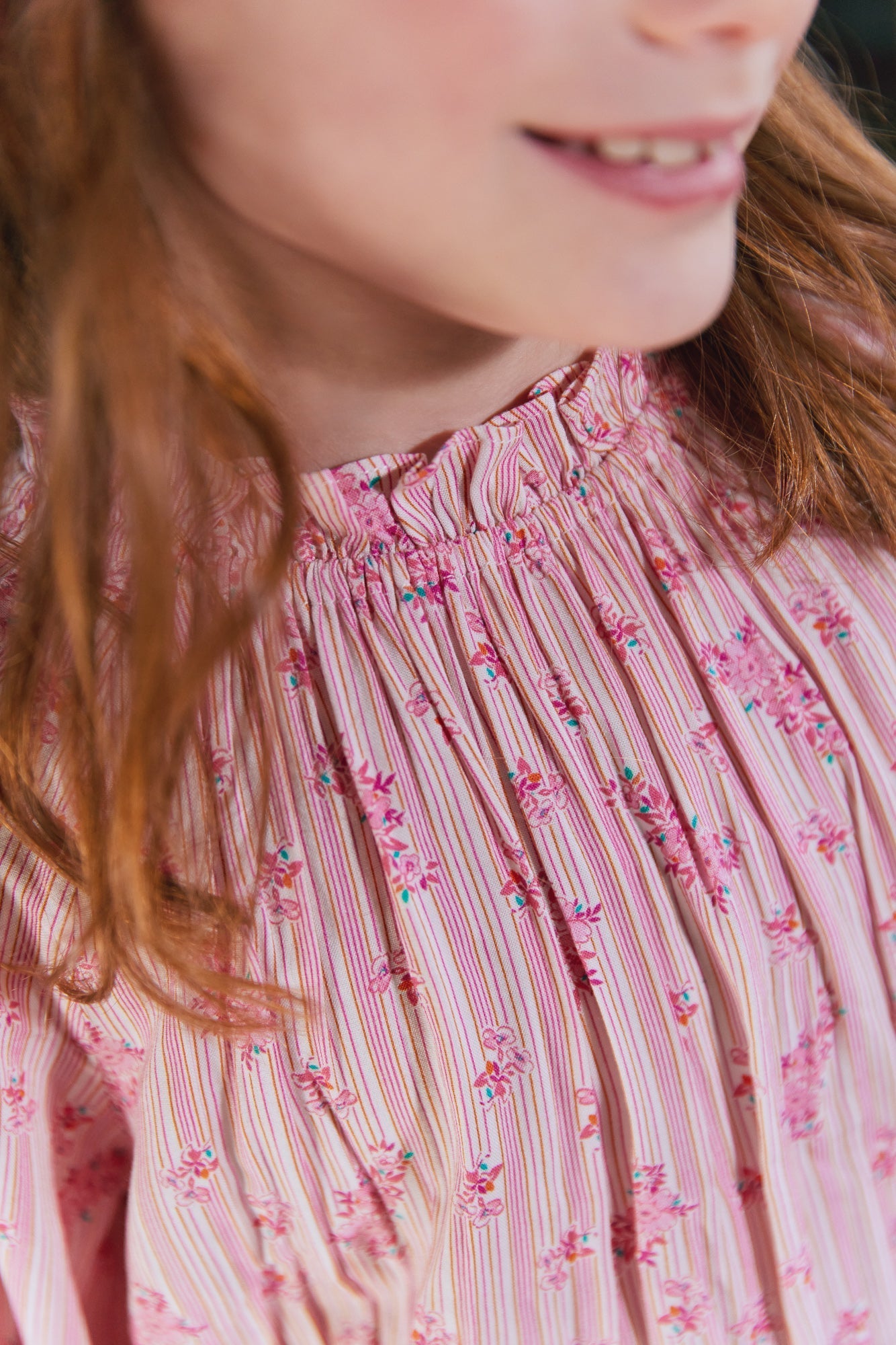Blouse - Ficelle Rose Clair Rayé Et Fleuri