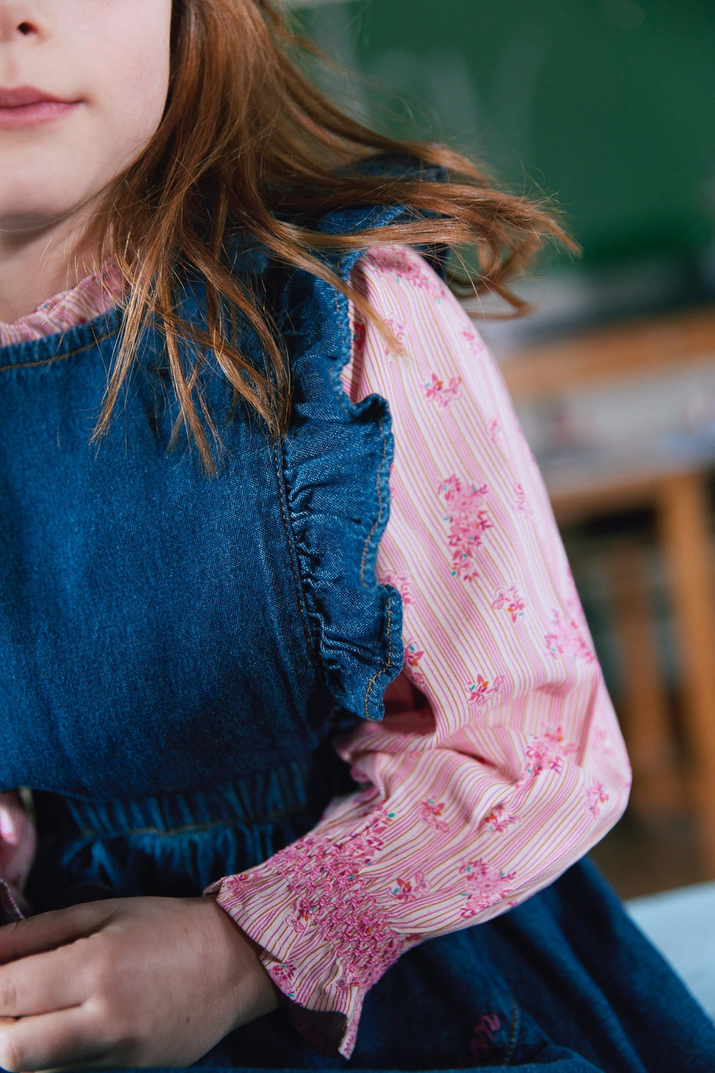 Blouse - Ficelle Rose Clair Rayé Et Fleuri