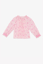 Blouse - Ficelle Rose Clair Rayé Et Fleuri