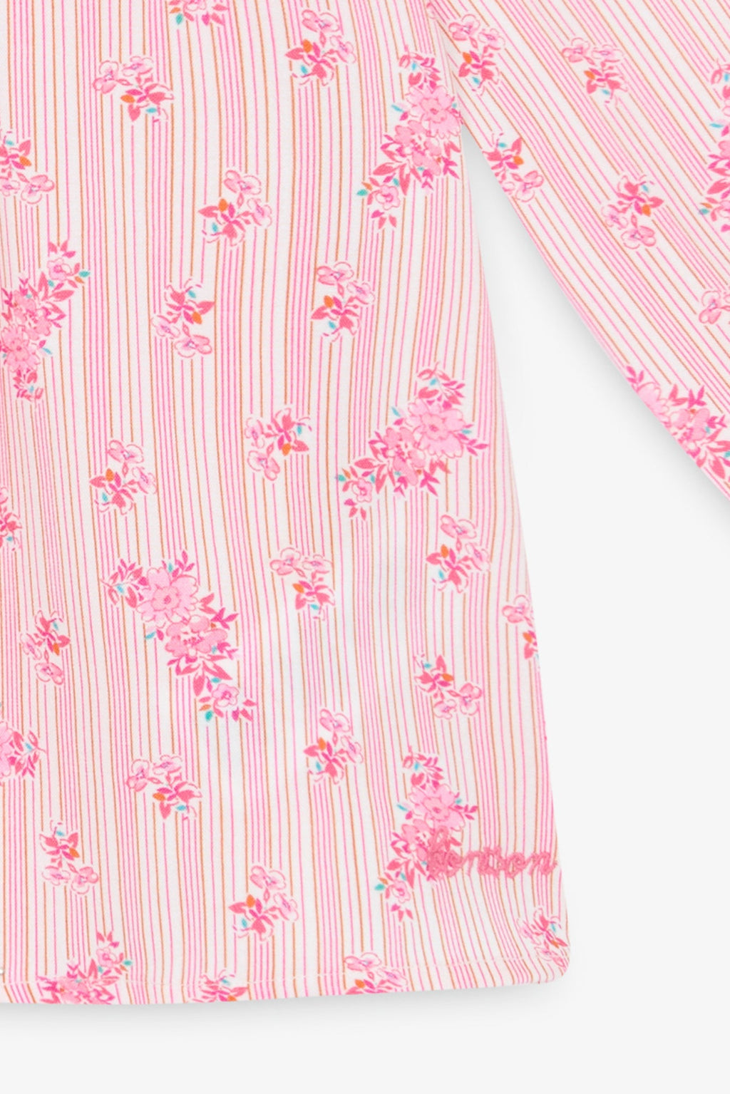 Blouse - Ficelle Rose Clair Rayé Et Fleuri