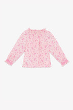 Blouse - Ficelle Rose Clair Rayé Et Fleuri