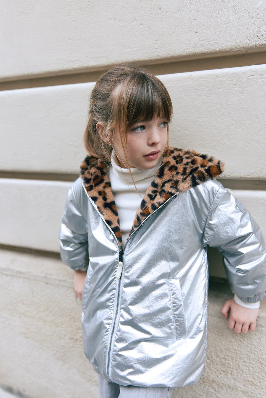 Veste - Forever Réversible Argent Et Léopard