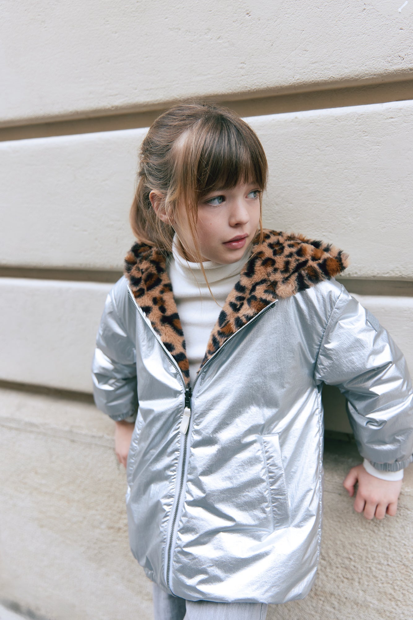 Veste - Forever Réversible Argent Et Léopard