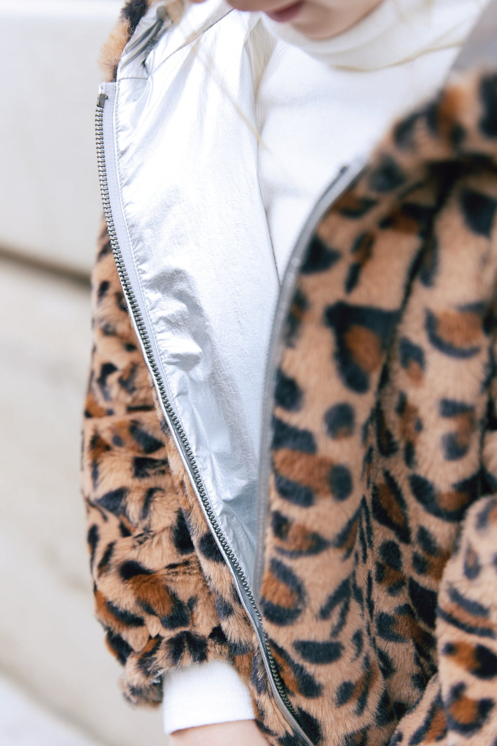 Veste - Forever Réversible Argent Et Léopard