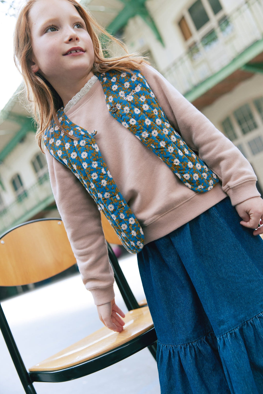 Gilet - Betib Imprimé Foulfleur Bleu