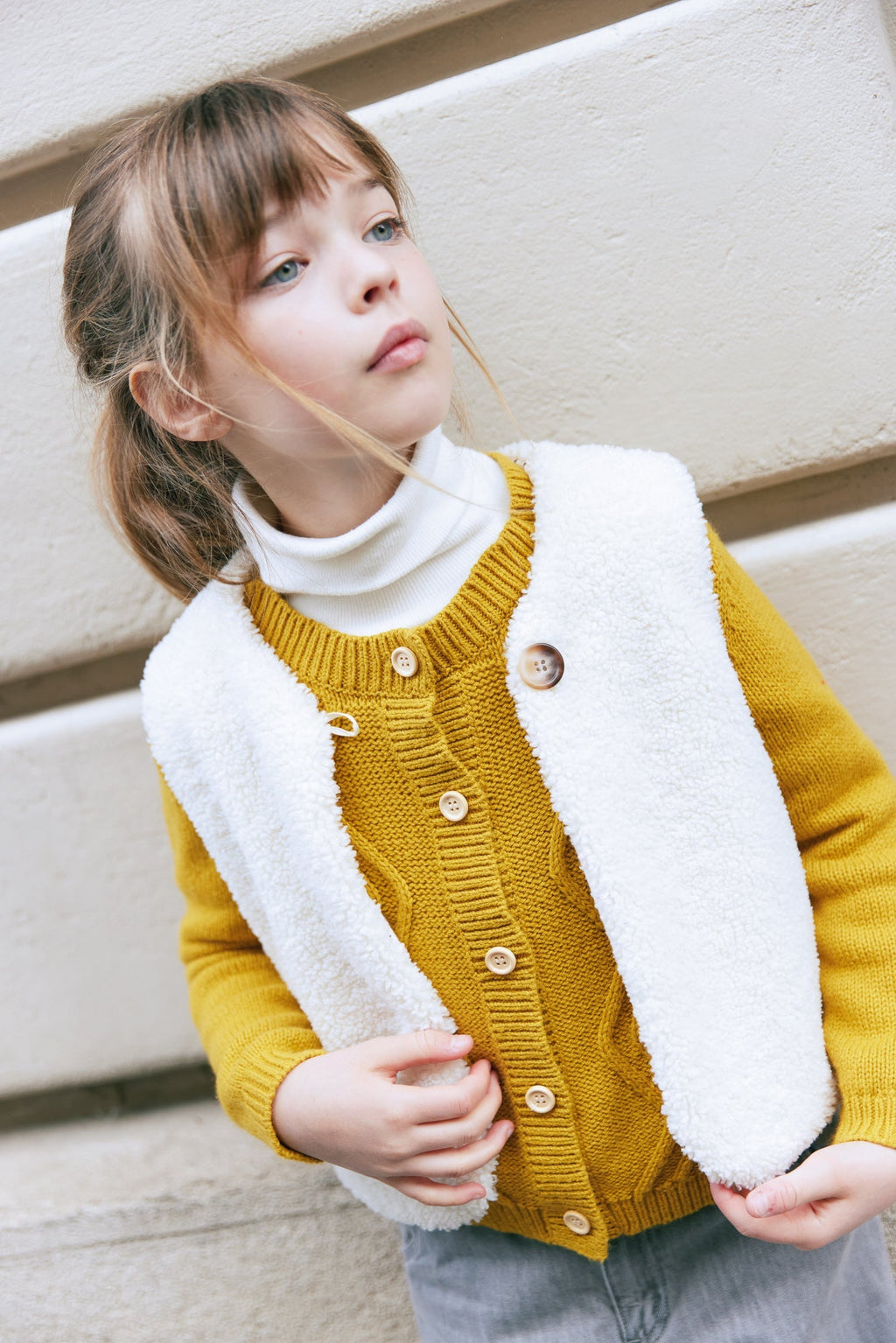 Cardigan - Bernard Tricot Torsadé Jaune