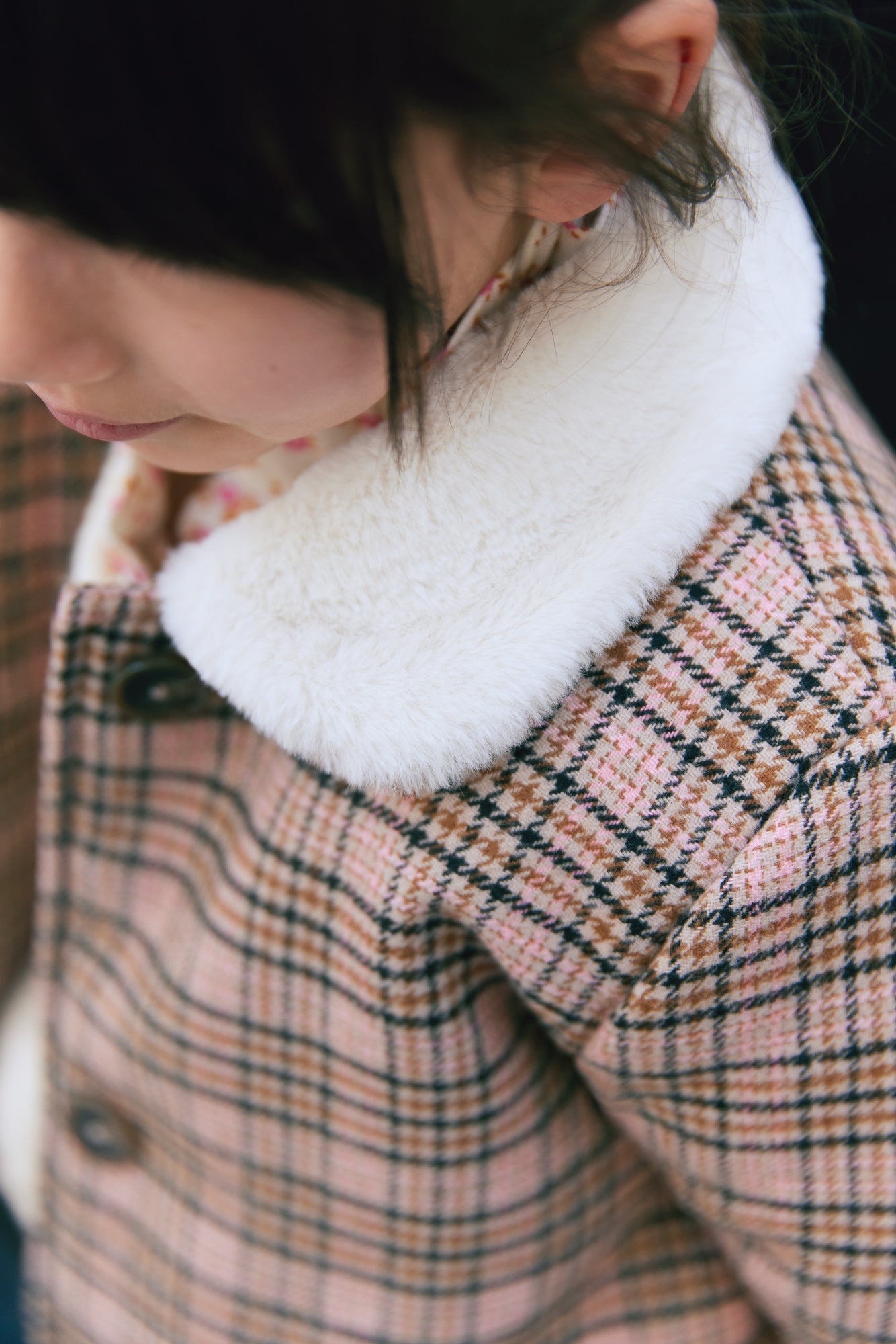 Manteau - Suzane À Carreaux Rose