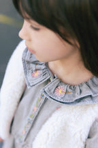 Veste - Justine Sans Manche Écru Broderie Cœur