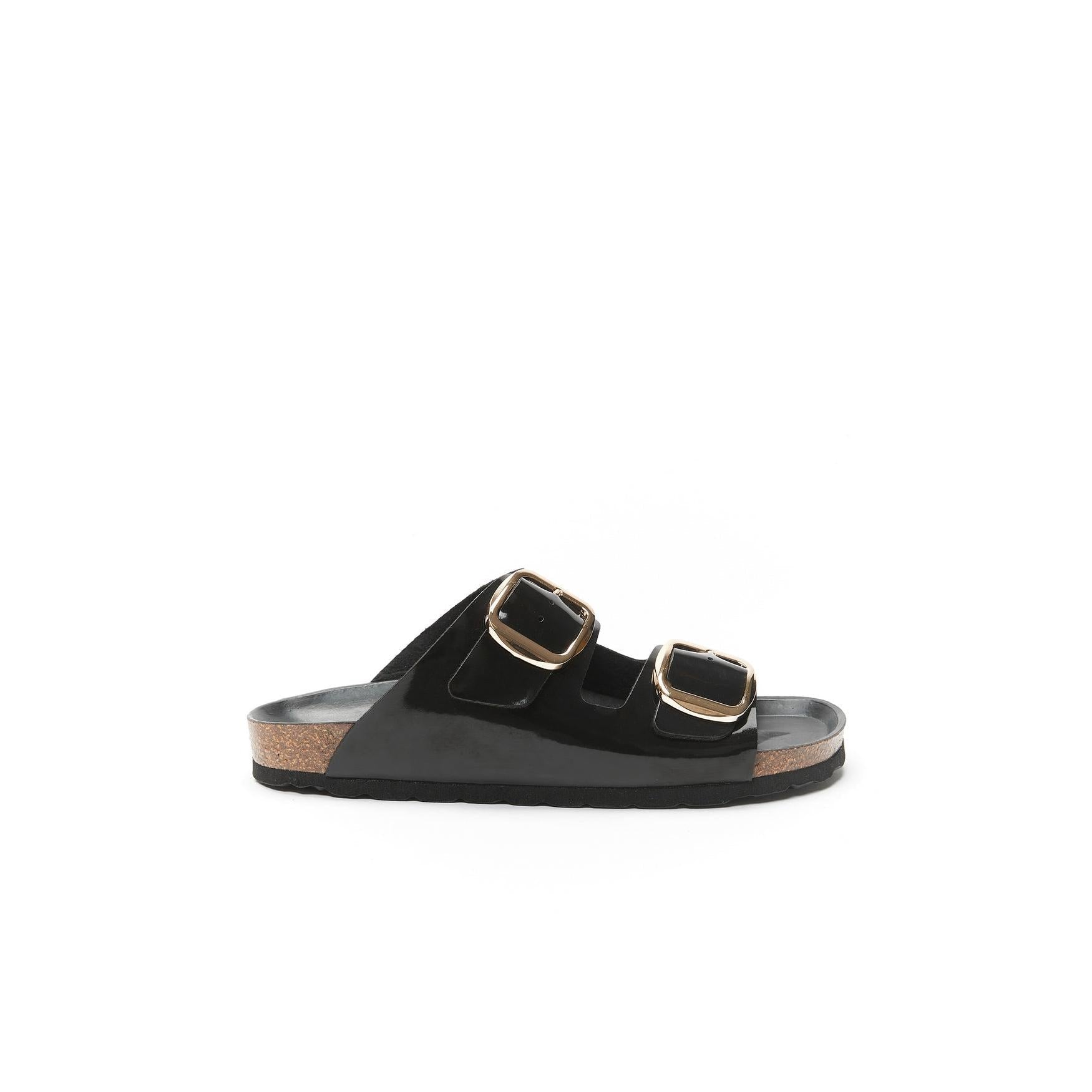 Sandales Alberto Big Buckle Patent Black - Femme