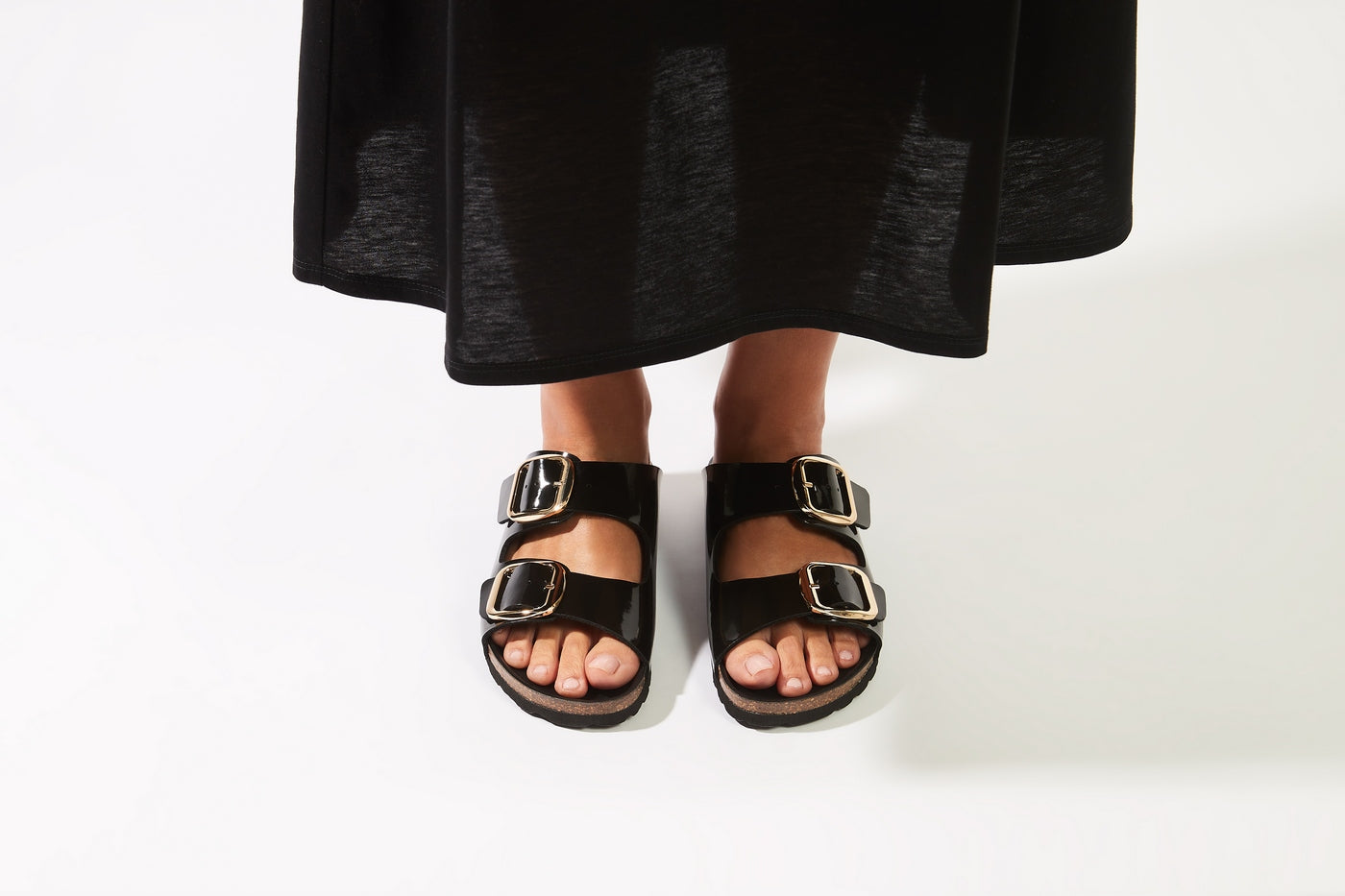 Sandales Alberto Big Buckle Patent Black - Femme
