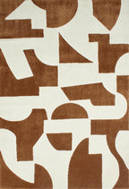 Tapis géométrique en polypropylène motif marron : MEM562MAR MEMPHIS