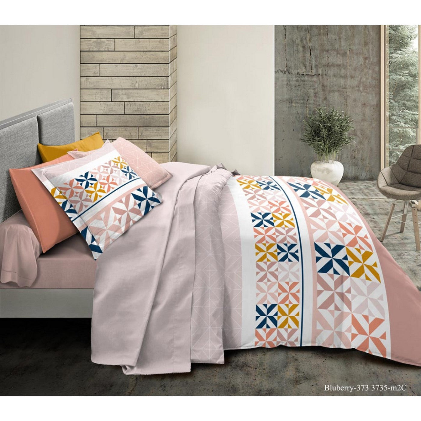 Parure De Couette - 100% Coton - Blueberry