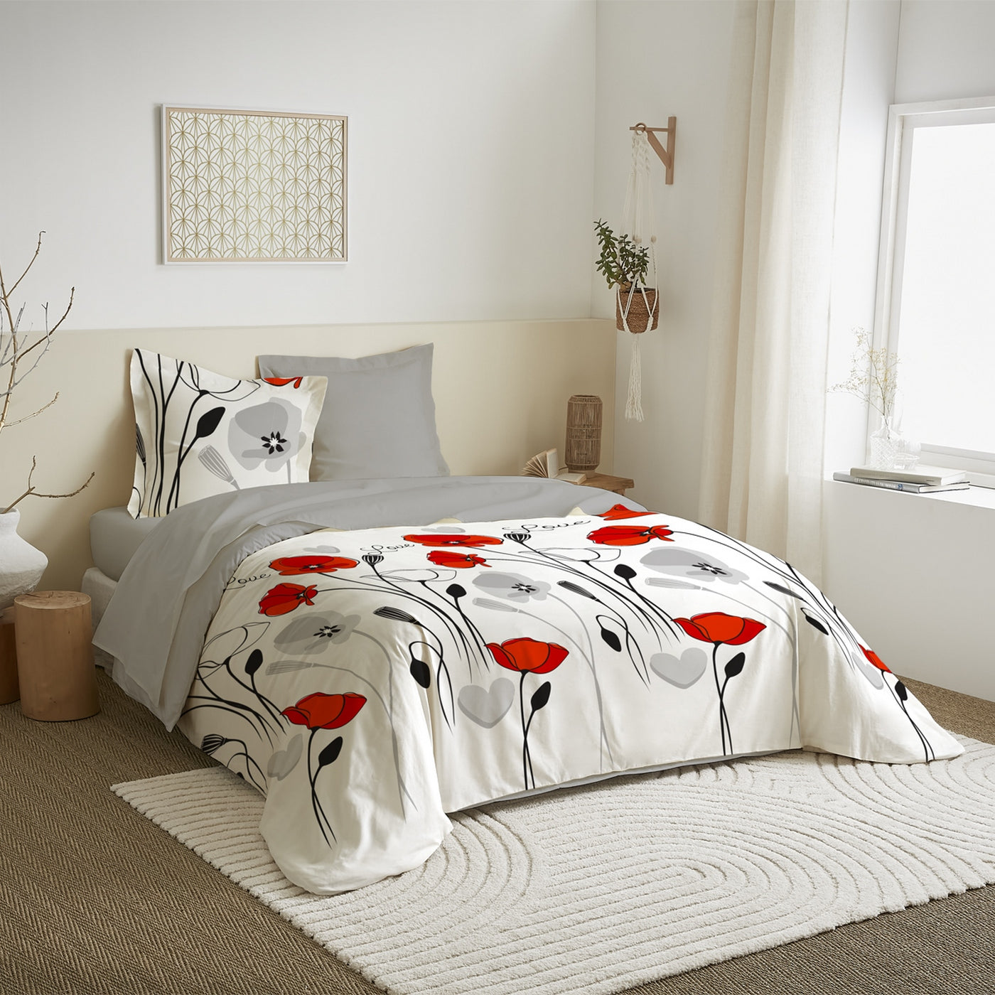 Parure De Couette - 100% Coton - Coquelicot