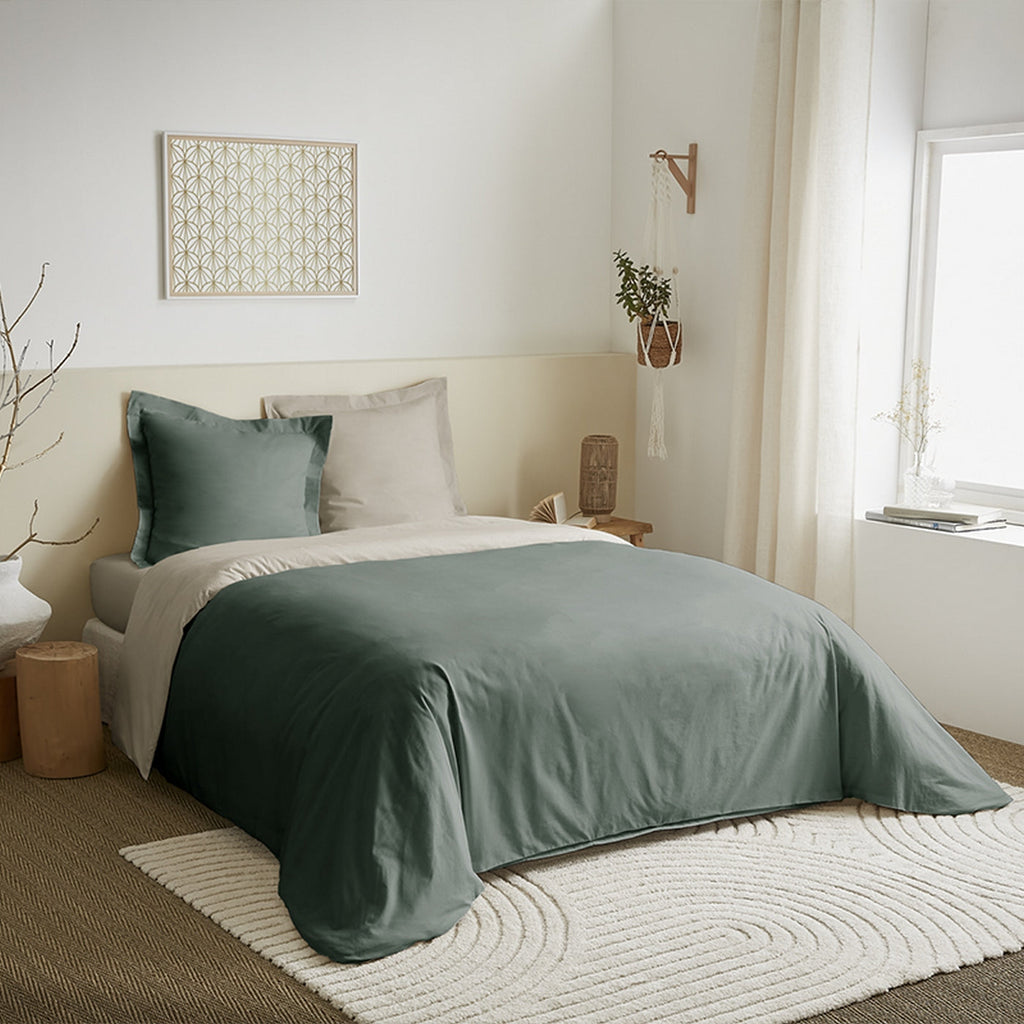 Parure De Couette - 100% Coton - Eucalyptus/Lin