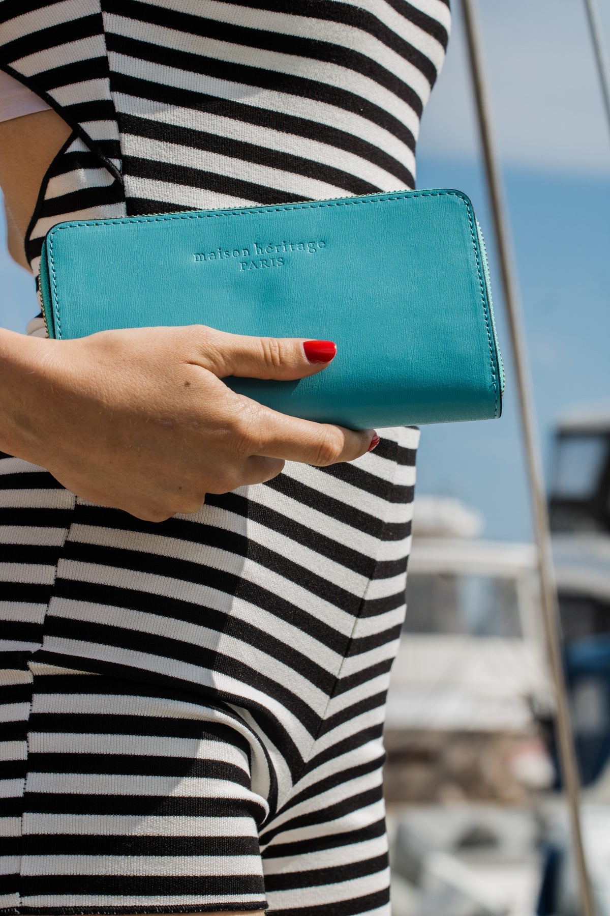 Portefeuille Pely Box - Cuir Turquoise