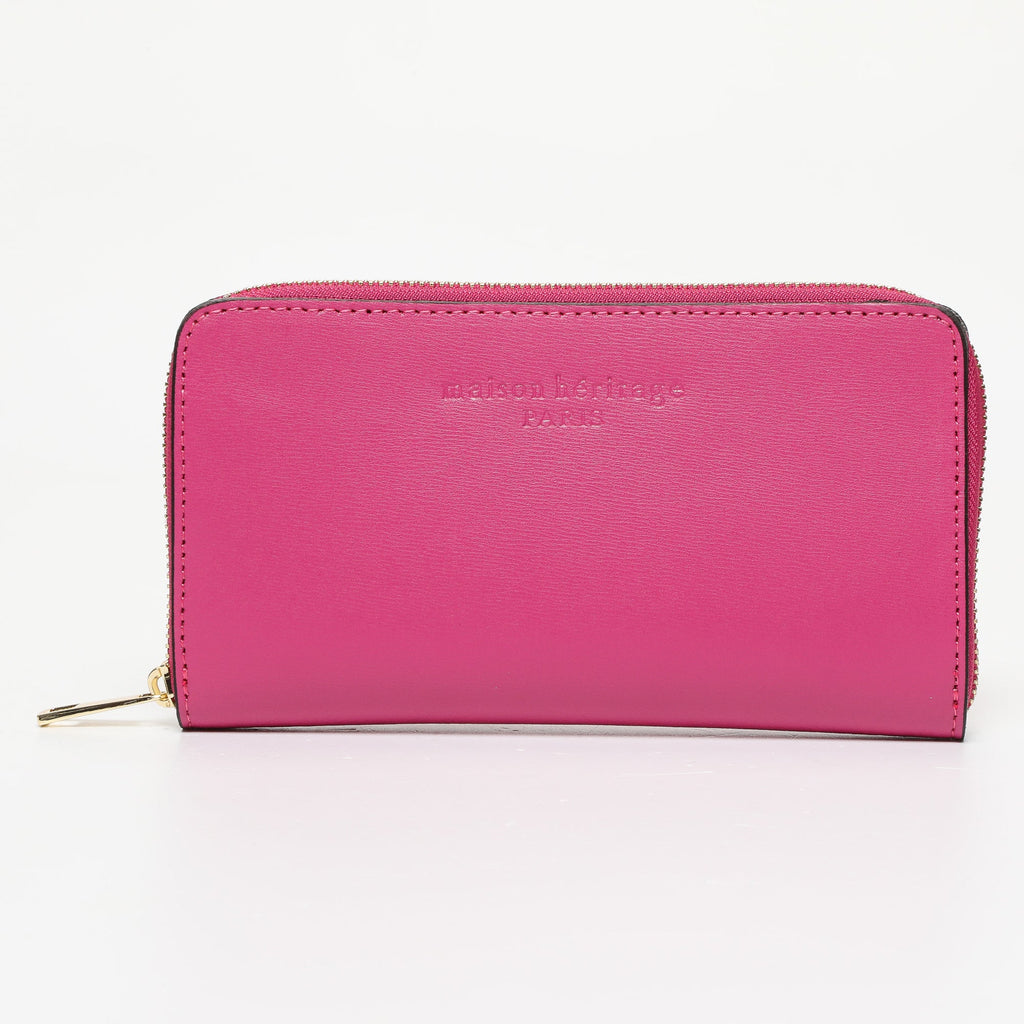 Portefeuille Pely Box - Cuir Fushia
