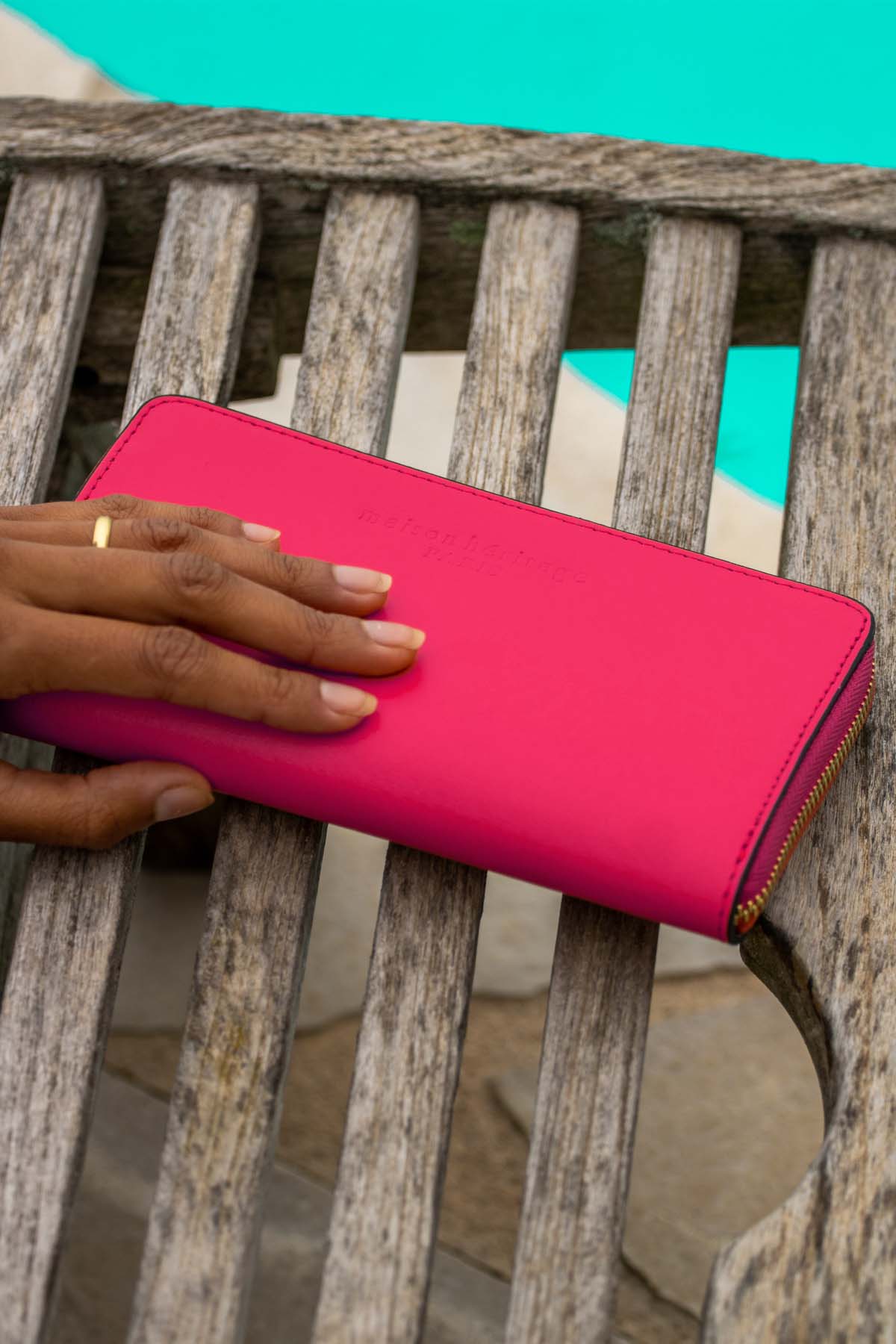 Portefeuille Pely Box - Cuir Fushia