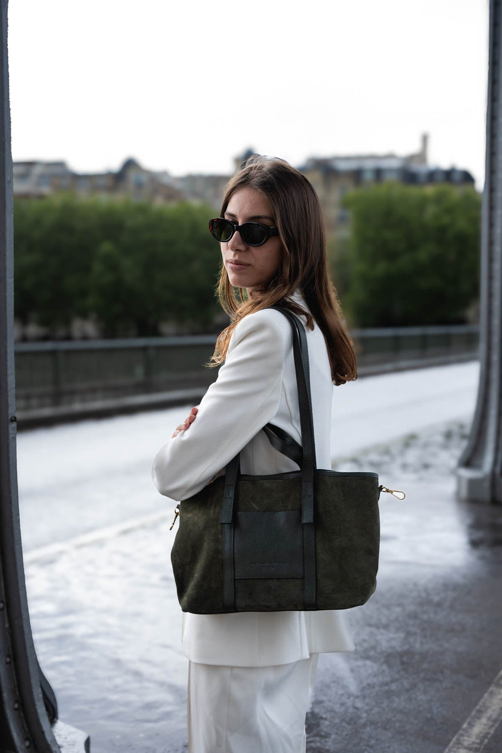 Sac Cabas Mini Malta Suede - Vert Bouteille