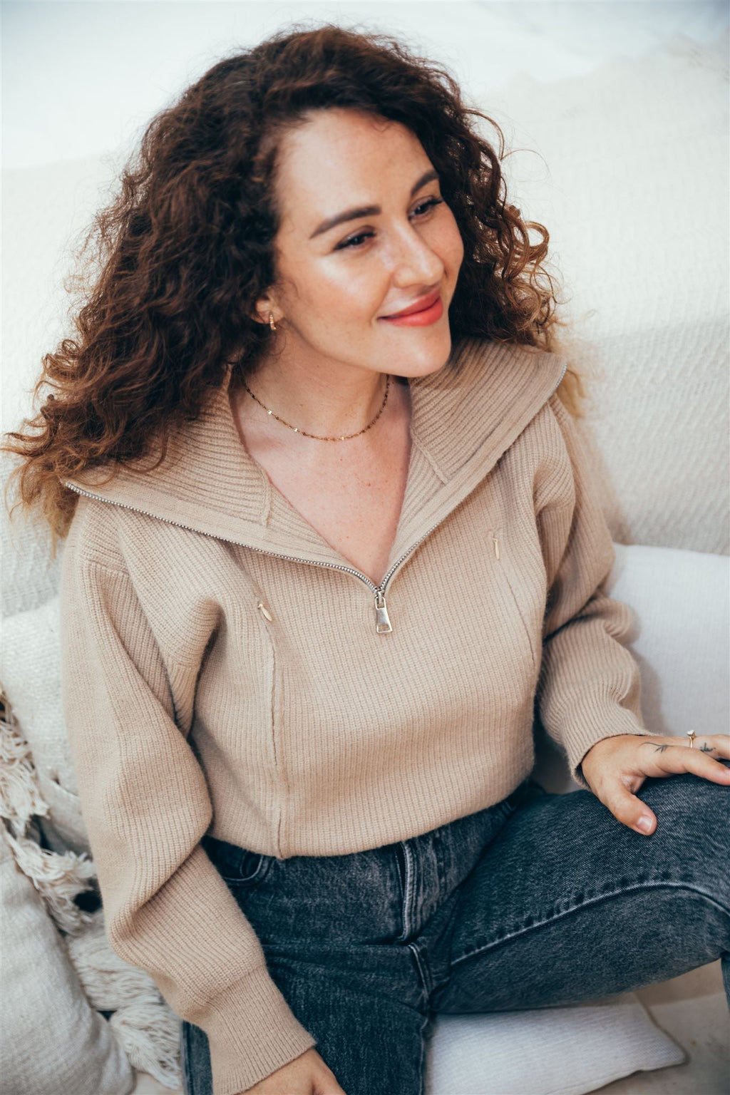Pull D'Allaitement Beige Chiara - Femme