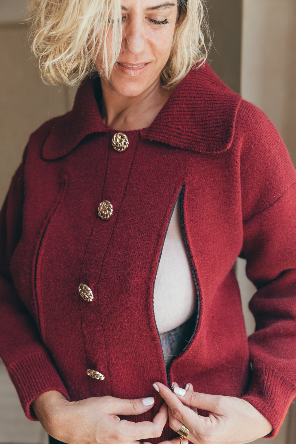 Pull D'Allaitement Bordeaux Lou - Femme