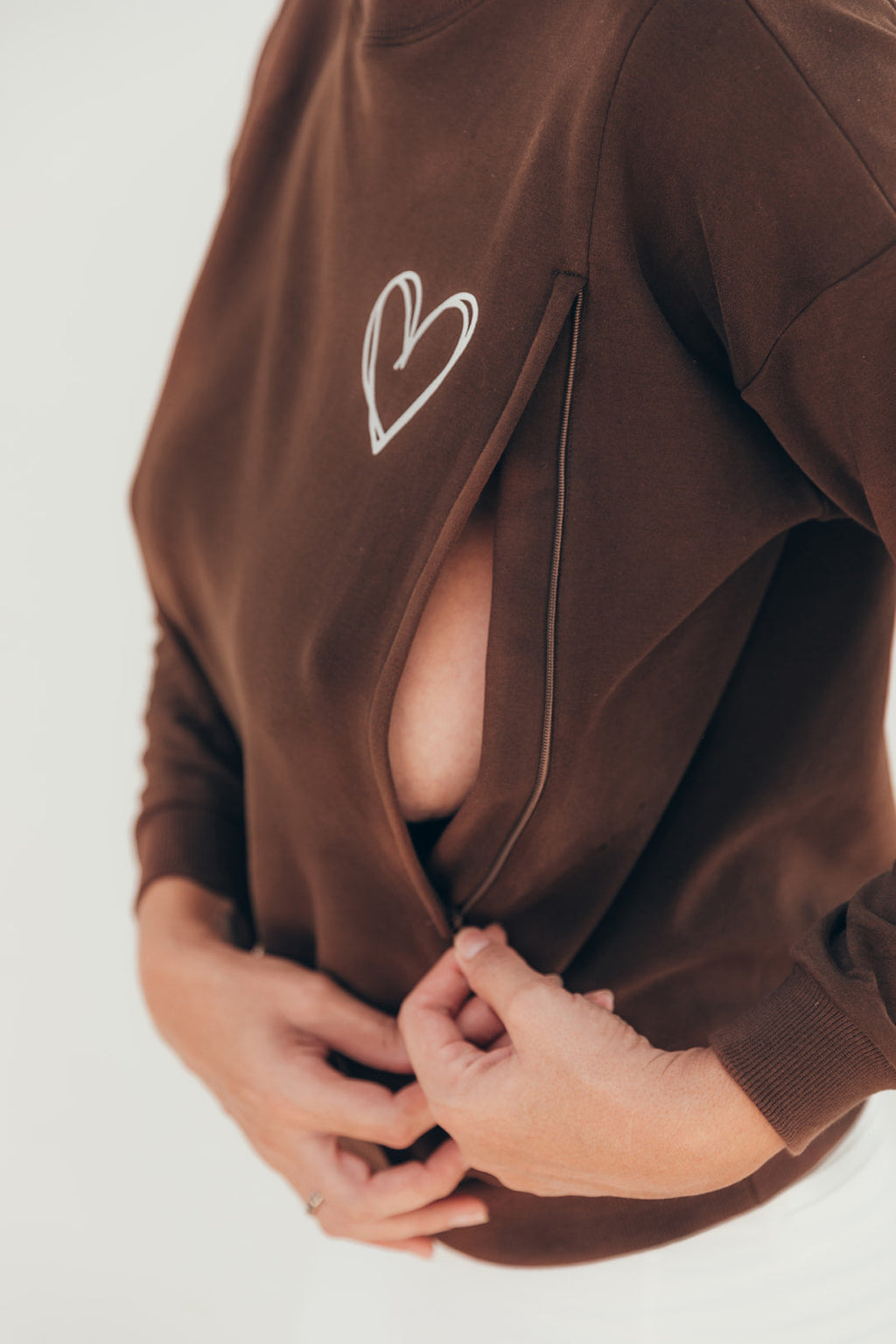 Sweat-Shirt D'Allaitement Marron Coeur - Femme