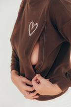 Sweat-Shirt D'Allaitement Marron Coeur - Femme