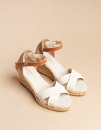 Espadrilles Mi-Talon Minorque Bride - Toile Crème - Femme