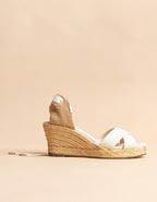 Espadrilles Mi-Talon Minorque Ruban - Toile Crème - Femme