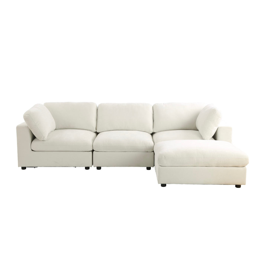 Mizar - Canapé D'Angle Modulable 4 Places - Tissu Beige