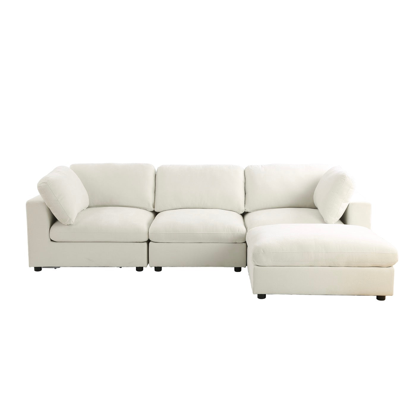 Mizar - Canapé D'Angle Modulable 4 Places - Tissu Beige