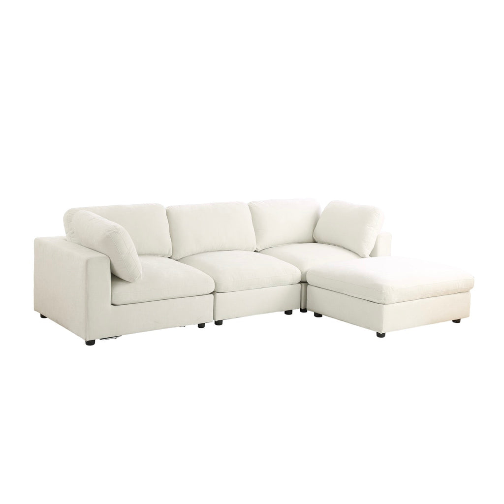 Mizar - Canapé D'Angle Modulable 4 Places - Tissu Beige