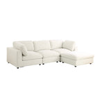 Mizar - Canapé D'Angle Modulable 4 Places - Tissu Beige