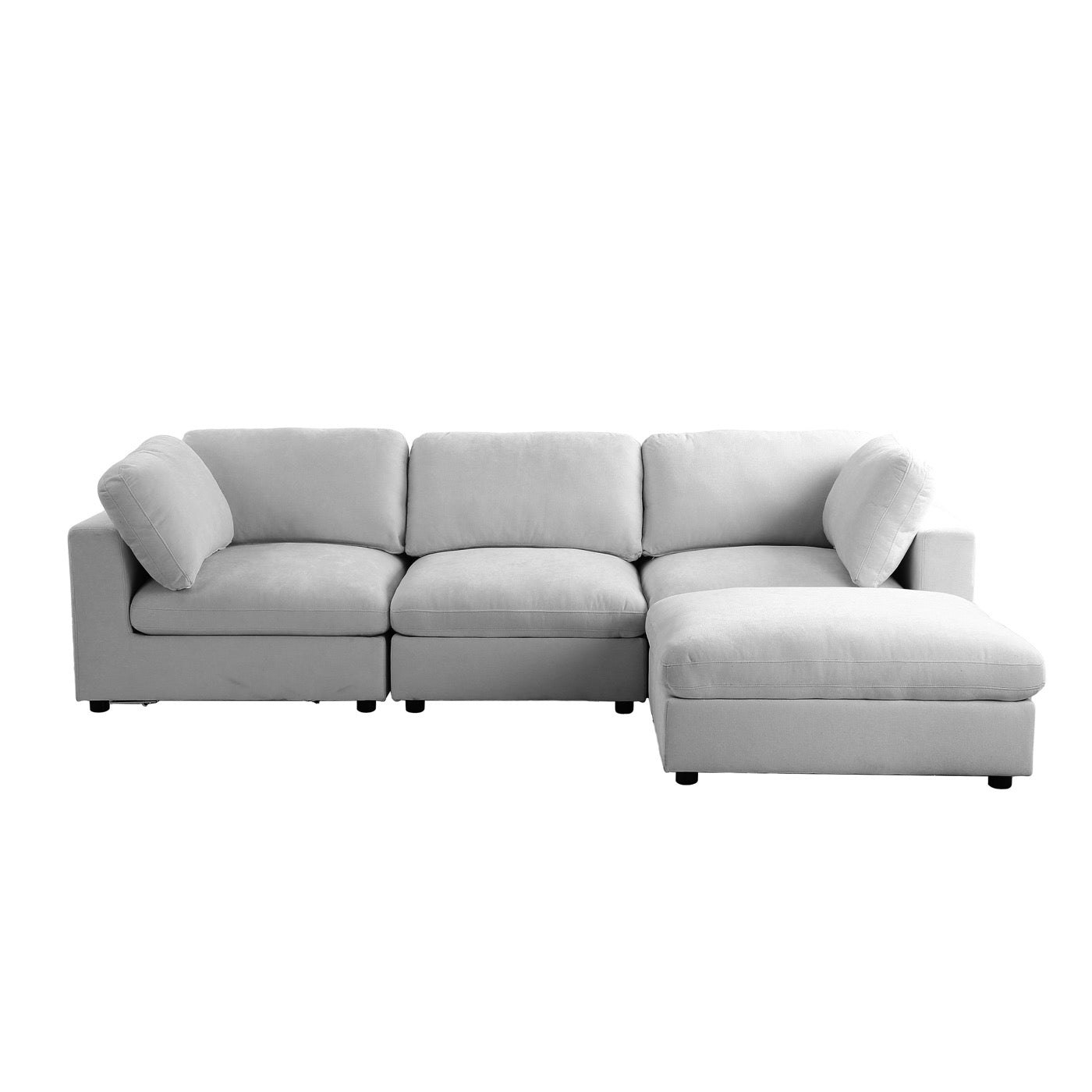 Mizar - Canapé D'Angle Modulable 4 Places - Tissu Gris