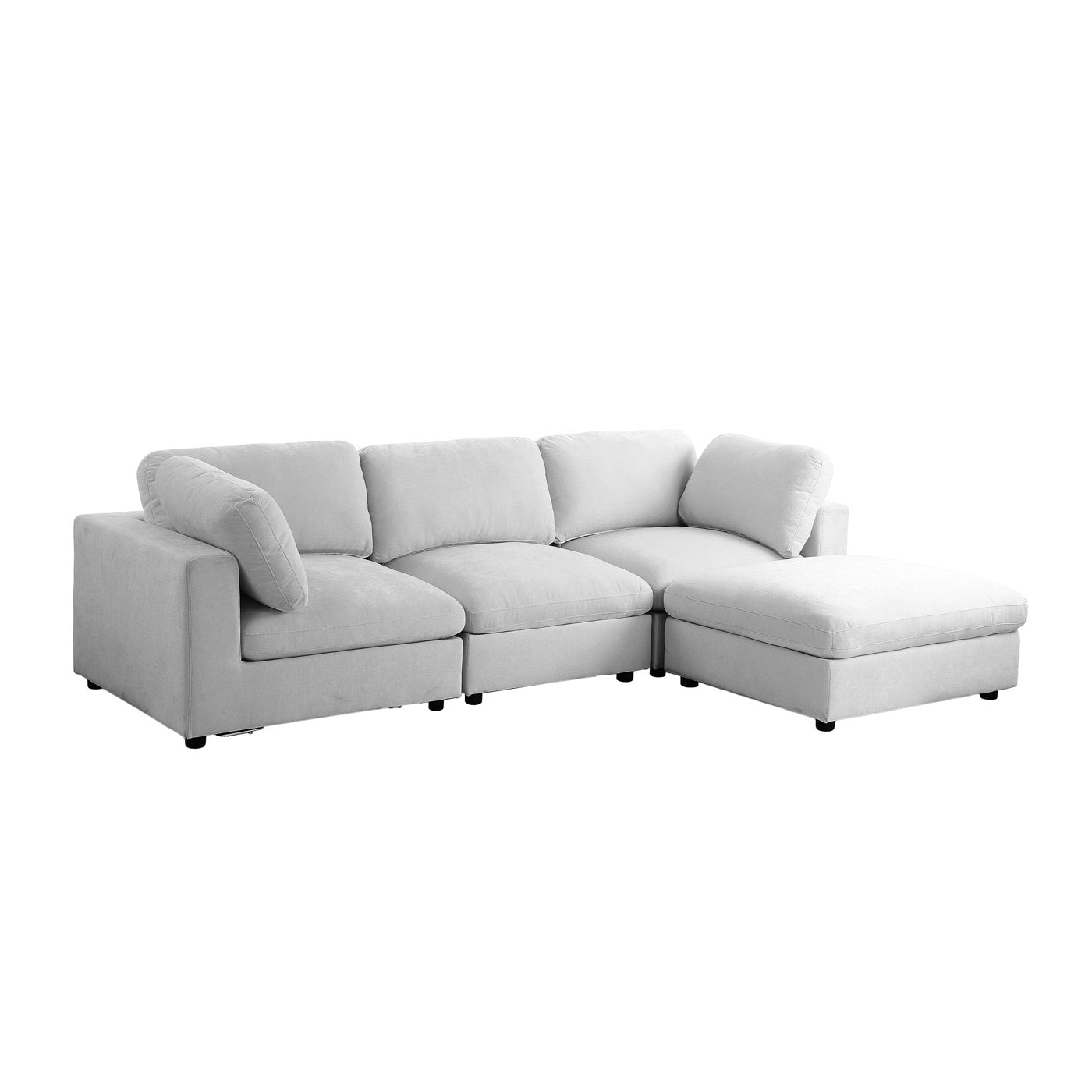 Mizar - Canapé D'Angle Modulable 4 Places - Tissu Gris
