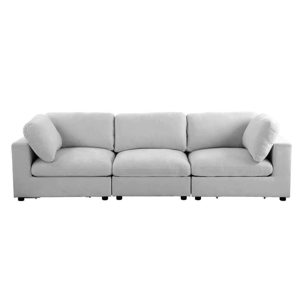 Mizar - Canapé D'Angle Modulable 4 Places - Tissu Gris